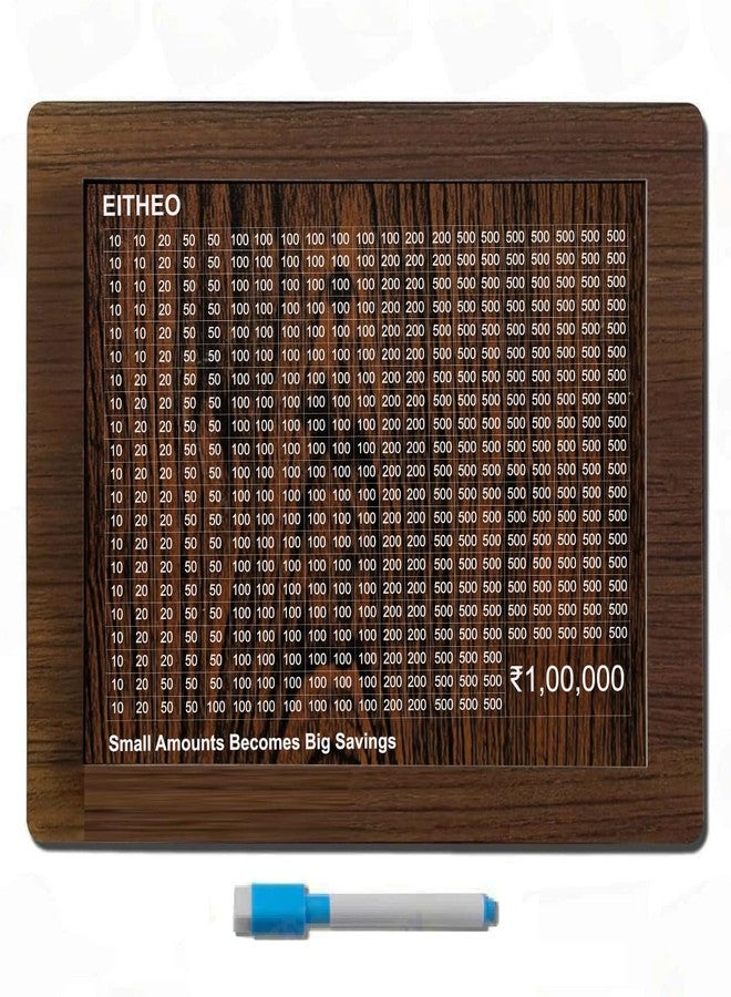 إيثيو حصالة نقود خشبية من إيثيو | صندوق توفير بقيمة 100 ألف روبية مع أرقام | صندوق تحدي توفير المال | حصالة نقود خشبية للكبار والصغار | صندوق نقود | صندوق توفير مع عداد | صندوق كنز المال - Image 1